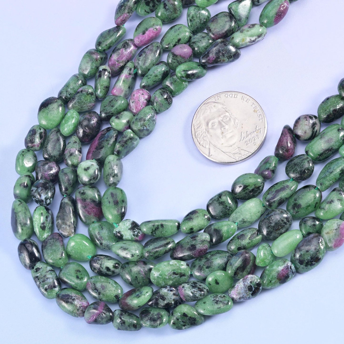 Ruby Zoisite Pebble Nugget Beads 5-10mm Jewelry Making 15.5 Inch Strand