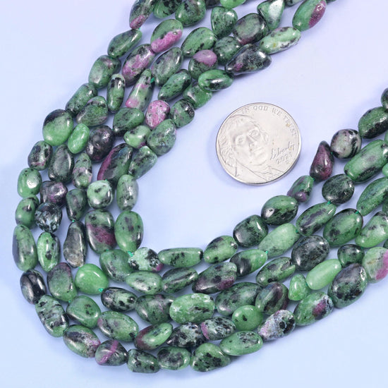 Ruby Zoisite Pebble Nugget Beads 5-10mm Jewelry Making 15.5 Inch Strand