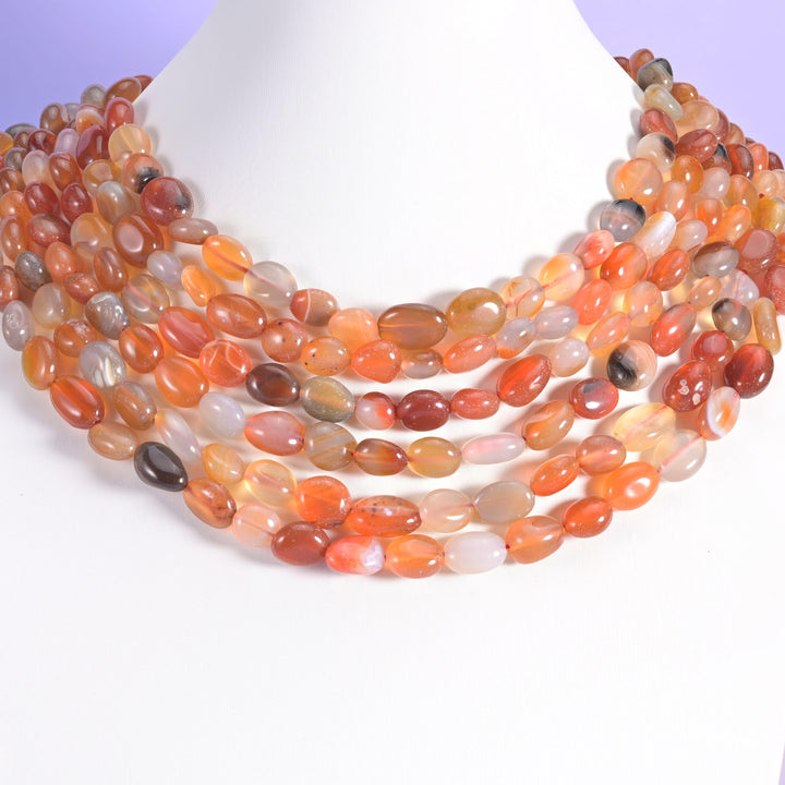 Red Orange Botswana Pebble Nugget Beads 8-12mm Jewelry Making 15.5 Inch Strand