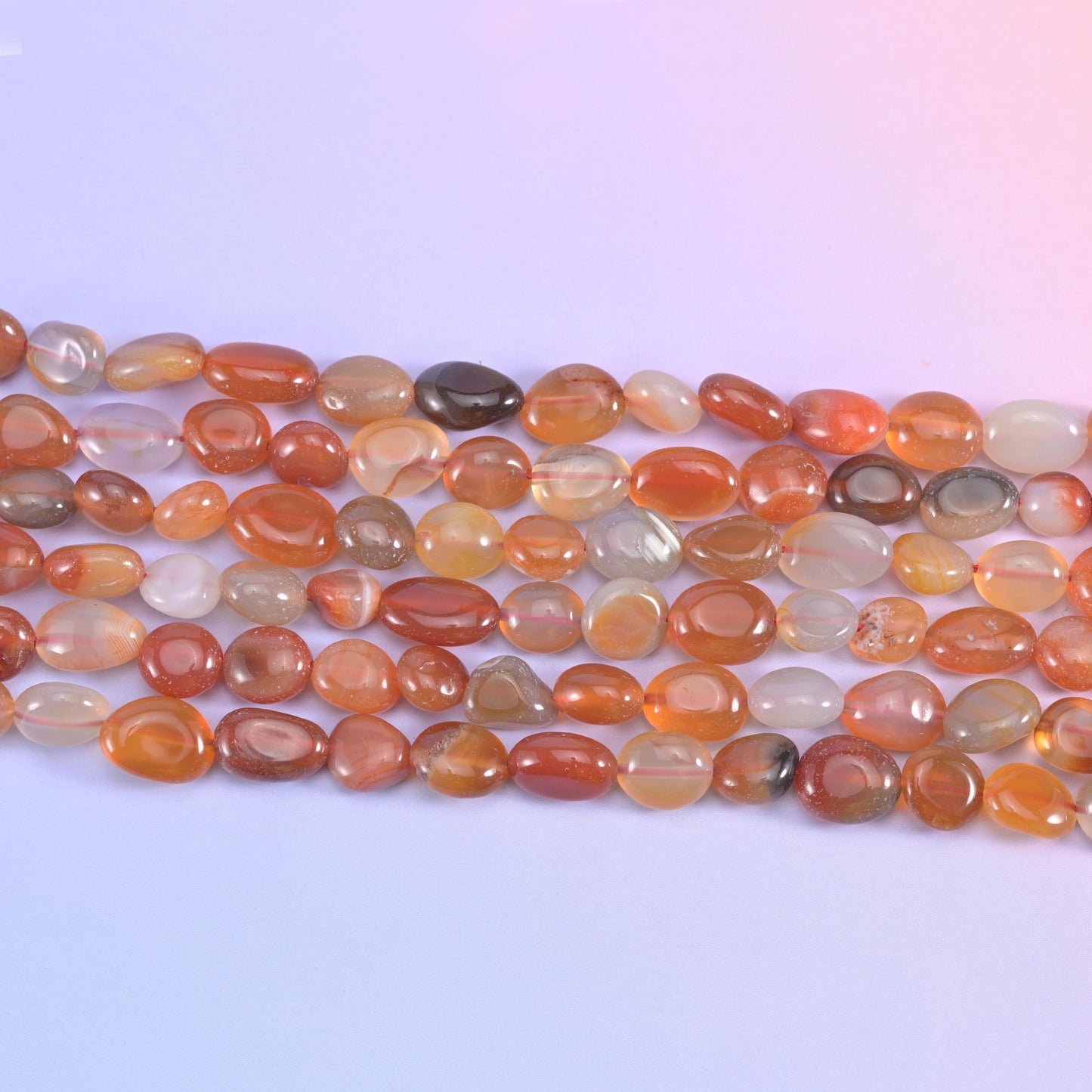 Red Orange Botswana Pebble Nugget Beads 8-12mm Jewelry Making 15.5 Inch Strand