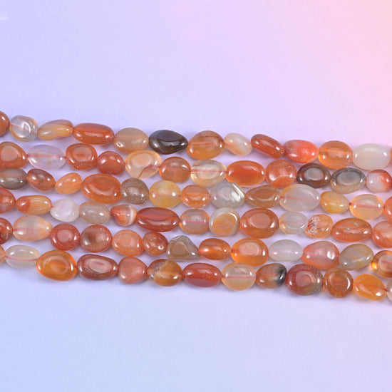 Red Orange Botswana Pebble Nugget Beads 8-12mm Jewelry Making 15.5 Inch Strand