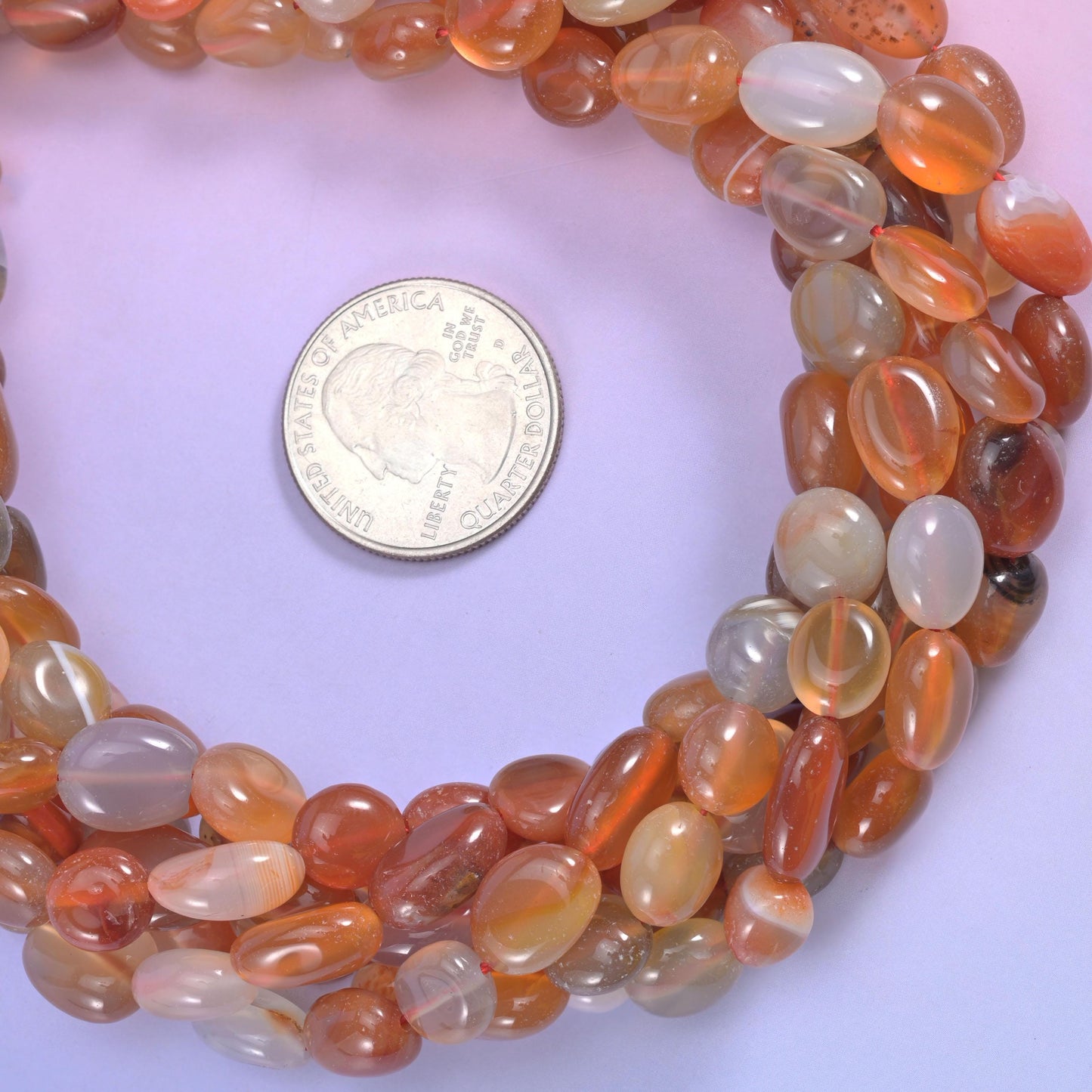 Red Orange Botswana Pebble Nugget Beads 8-12mm Jewelry Making 15.5 Inch Strand