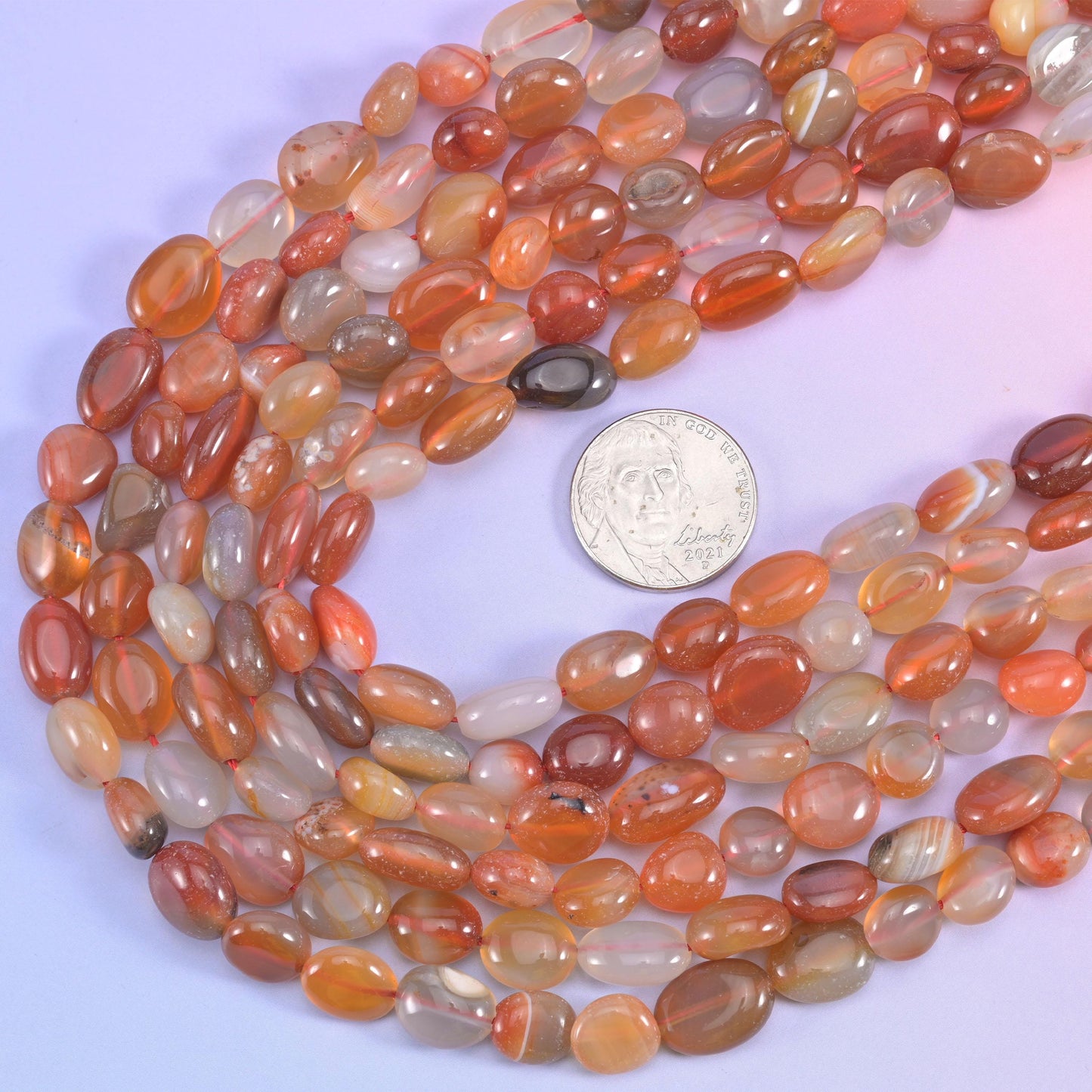 Red Orange Botswana Pebble Nugget Beads 8-12mm Jewelry Making 15.5 Inch Strand