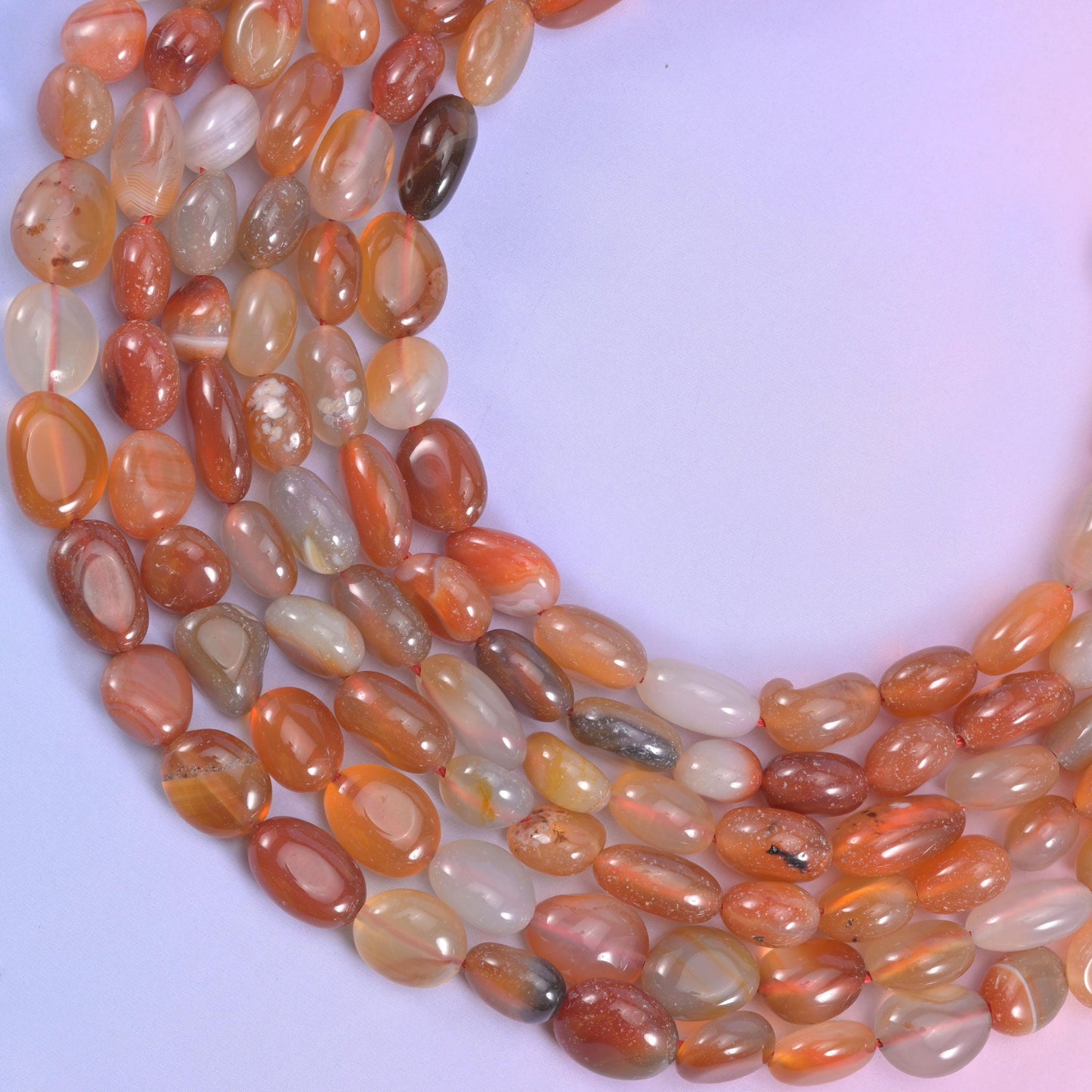 Red Orange Botswana Pebble Nugget Beads 8-12mm Jewelry Making 15.5 Inch Strand