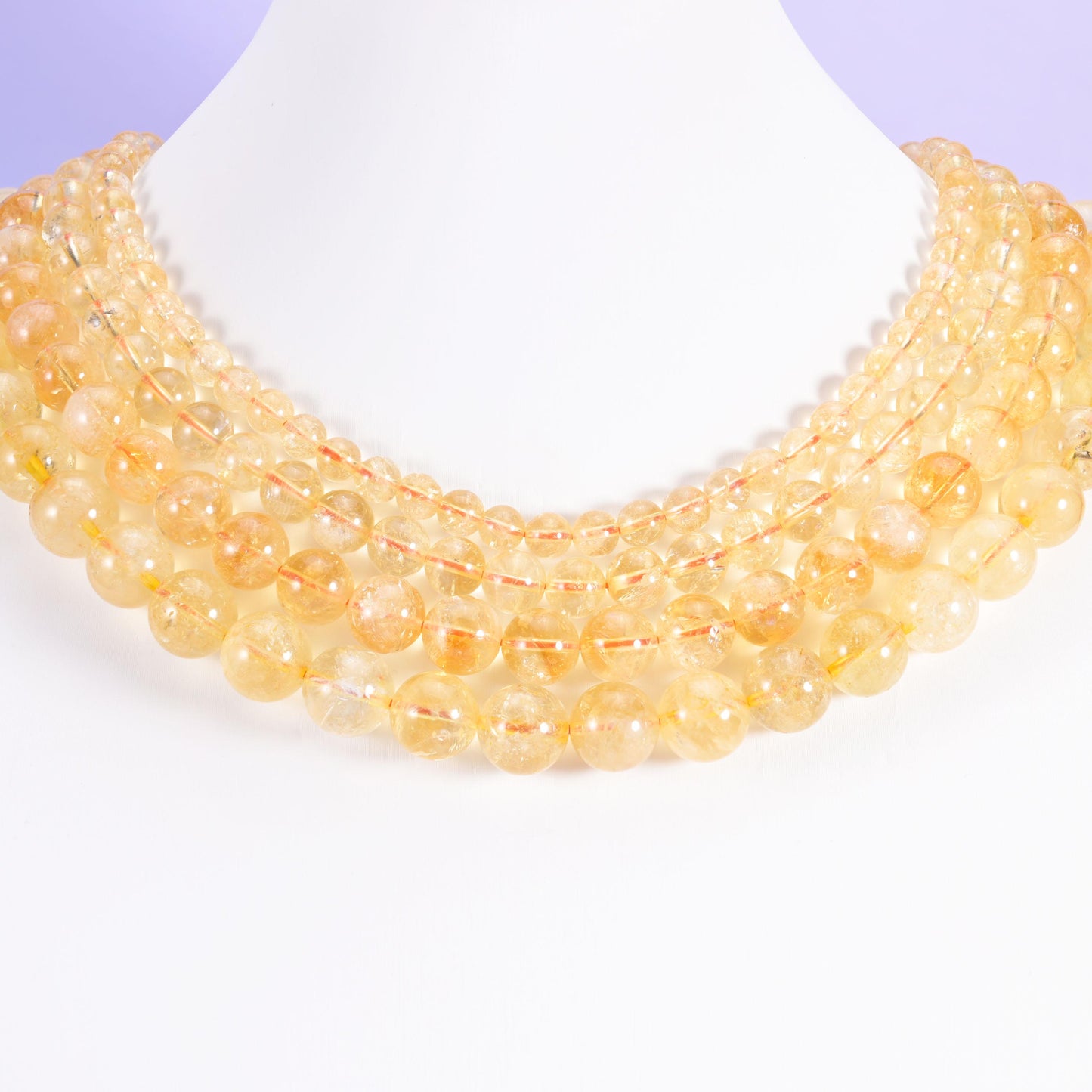 Citrine Smooth Round Beads 6mm 8mm 10mm 12mm Jewelry Making 15.5 Inch Strand