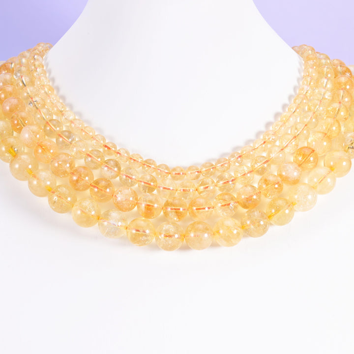 Citrine Smooth Round Beads 6mm 8mm 10mm 12mm Jewelry Making 15.5 Inch Strand