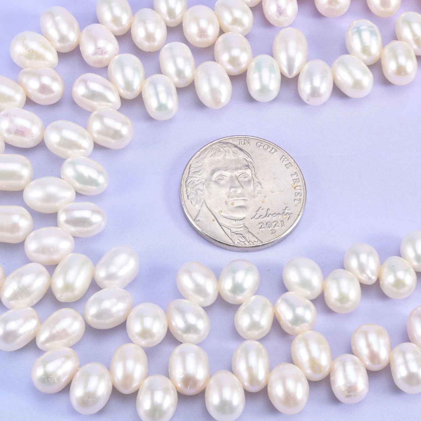 Freshwater Pearl Beads Side Hole Size 6x8mm Jewelry Making 15 Inch Strand