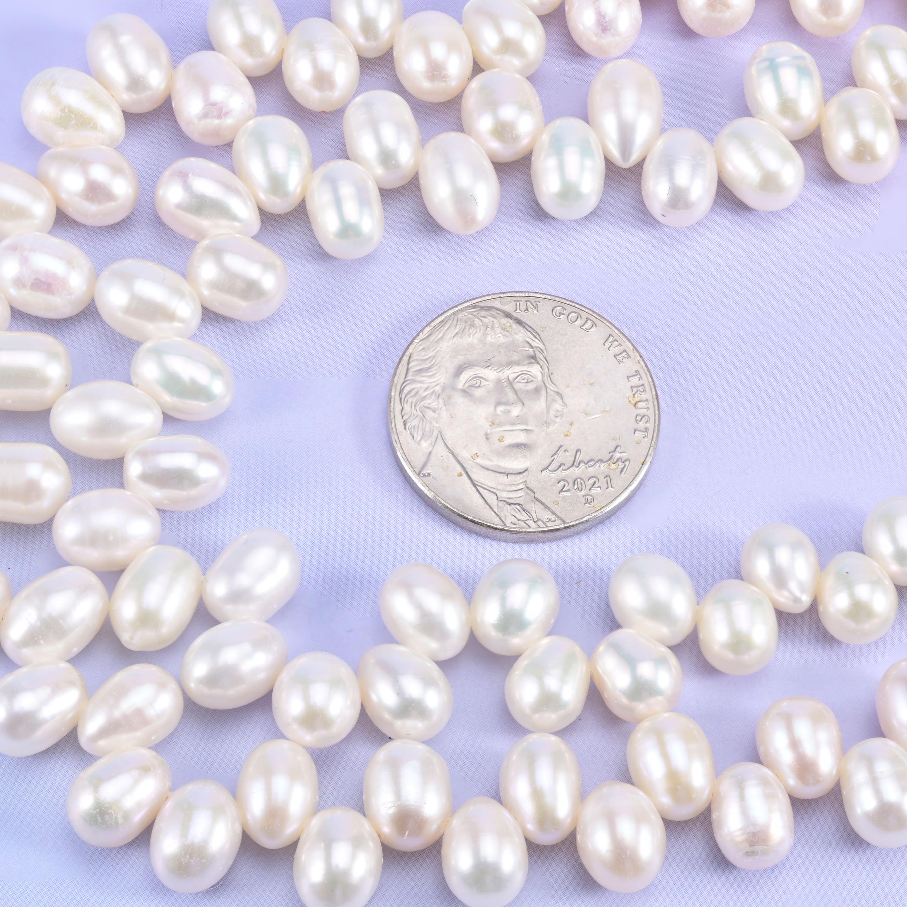 Freshwater Pearl Beads Side Hole Size 6x8mm Jewelry Making 15 Inch Strand