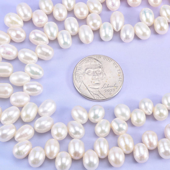Freshwater Pearl Beads Side Hole Size 6x8mm Jewelry Making 15 Inch Strand