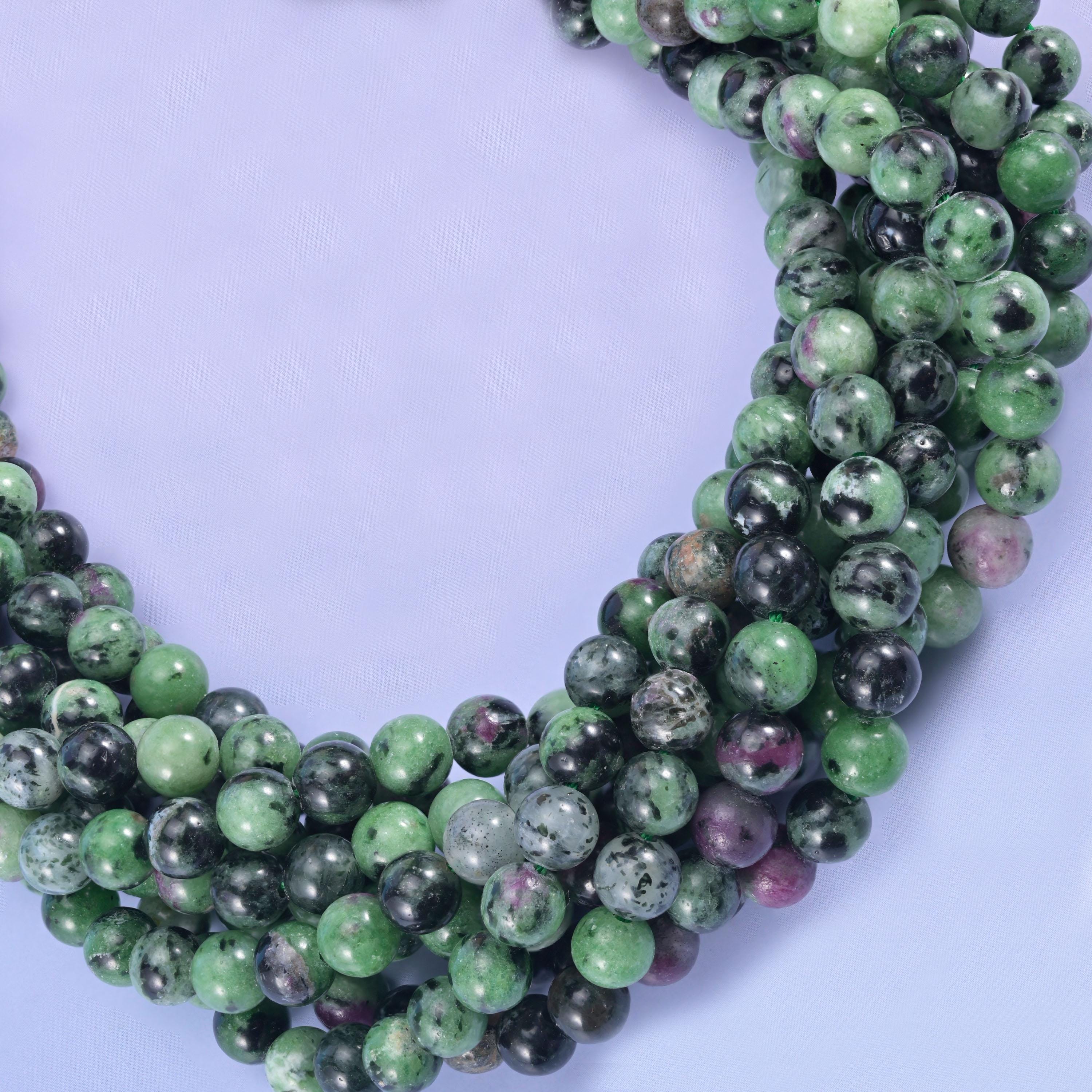 Ruby Zoisite Smooth Round Beads 4mm 6mm 8mm 10mm Jewelry Making 15 Inch Strand