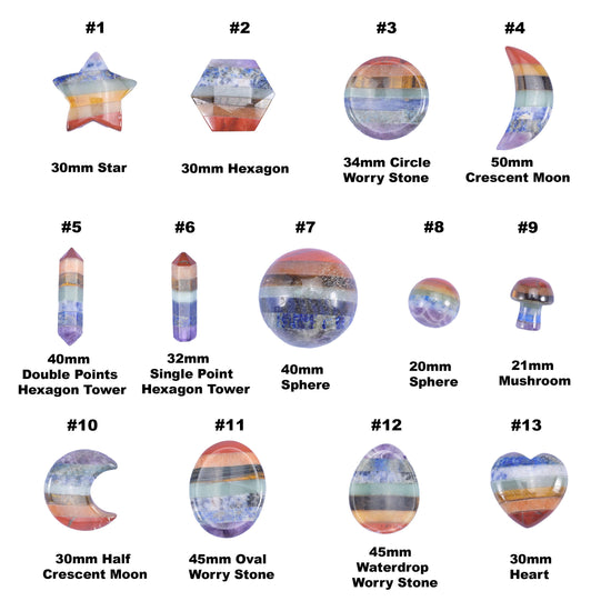 Chakra Crystal Heart Sphere Moon Carving Worry Stone Pocket Stone DIY Jewelry Gifts