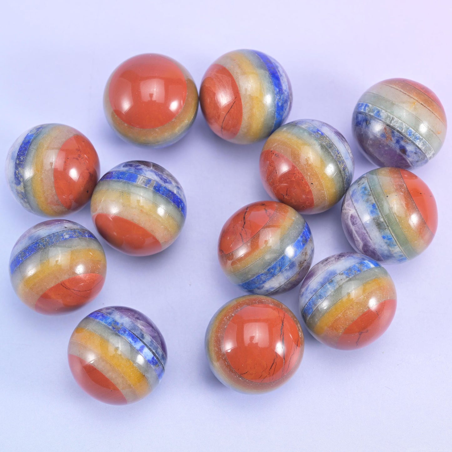 Chakra Crystal Heart Sphere Moon Carving Worry Stone Pocket Stone DIY Jewelry Gifts