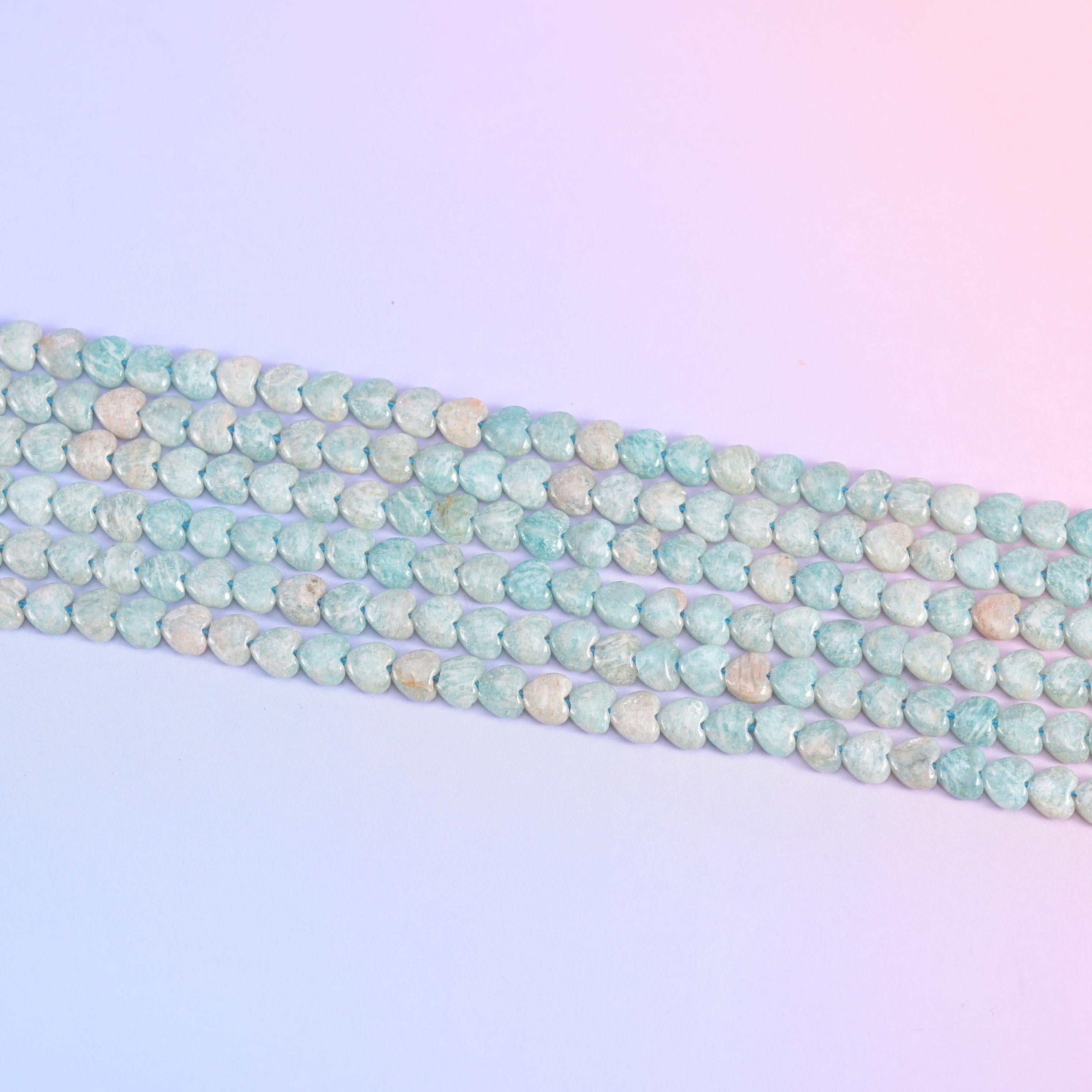 Blue Amazonite Heart Beads Size 6mm Jewelry Making 15 Inch Strand