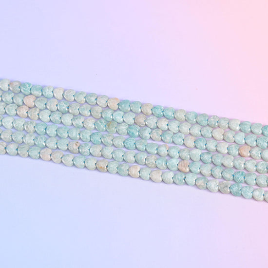 Blue Amazonite Heart Beads Size 6mm Jewelry Making 15 Inch Strand
