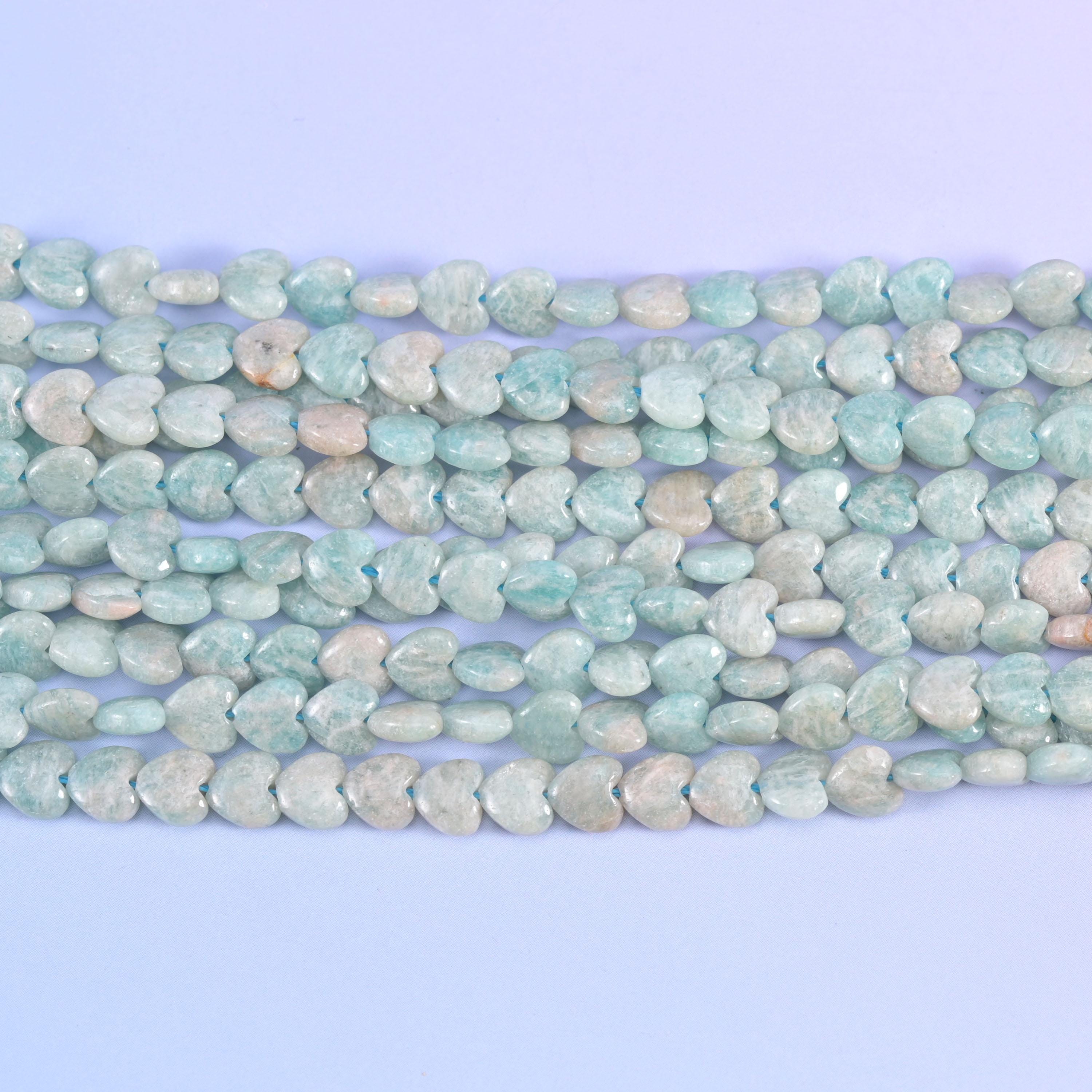 Blue Amazonite Heart Beads Size 6mm Jewelry Making 15 Inch Strand