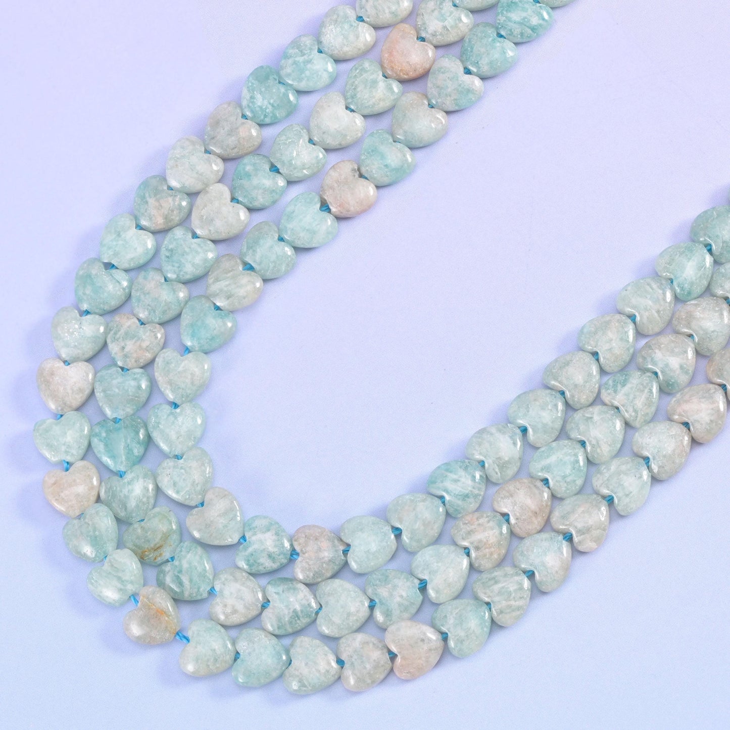 Blue Amazonite Heart Beads Size 6mm Jewelry Making 15 Inch Strand