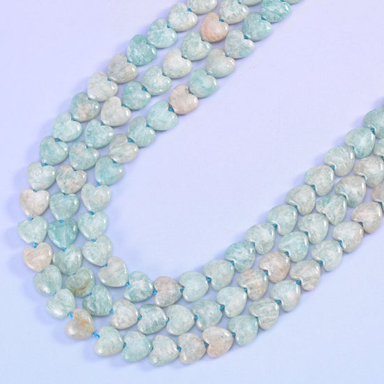 Blue Amazonite Heart Beads Size 6mm Jewelry Making 15 Inch Strand