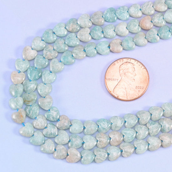 Blue Amazonite Heart Beads Size 6mm Jewelry Making 15 Inch Strand
