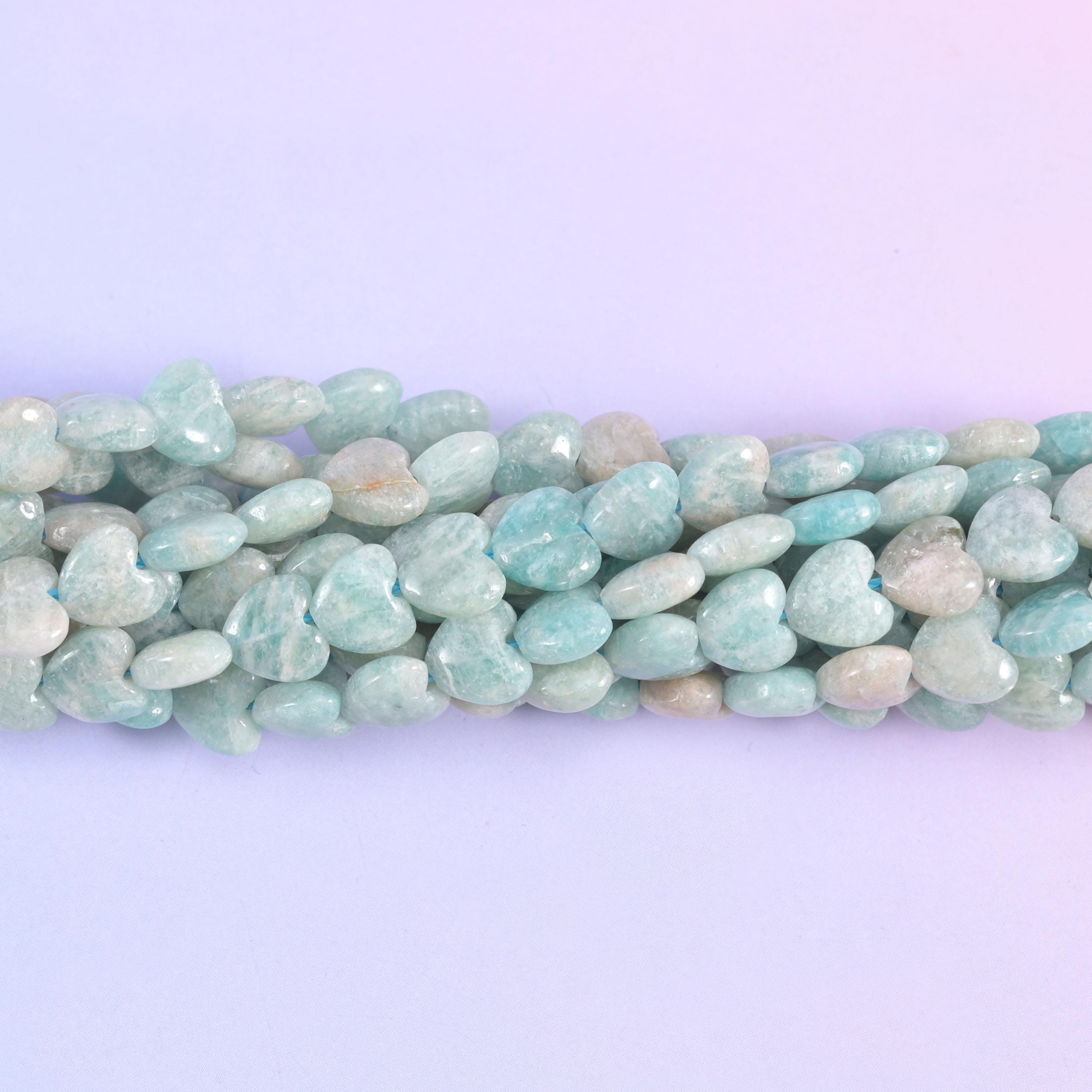 Blue Amazonite Heart Beads Size 6mm Jewelry Making 15 Inch Strand