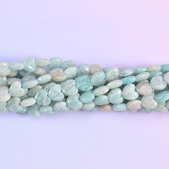Blue Amazonite Heart Beads Size 6mm Jewelry Making 15 Inch Strand