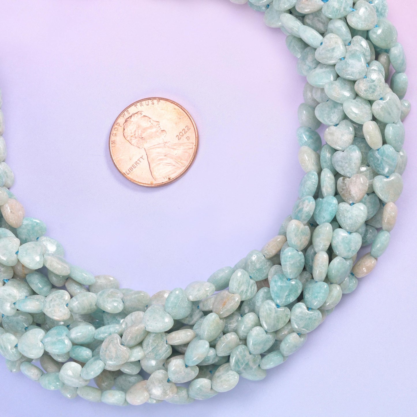 Blue Amazonite Heart Beads Size 6mm Jewelry Making 15 Inch Strand