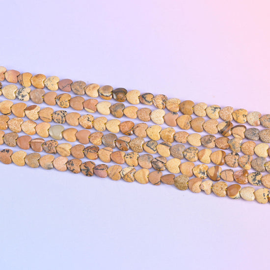 Picture Jasper Heart Beads Size 6mm Jewelry Making 15 Inch Strand