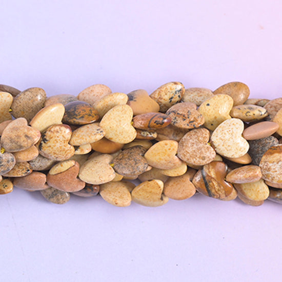 Picture Jasper Heart Beads Size 6mm Jewelry Making 15 Inch Strand