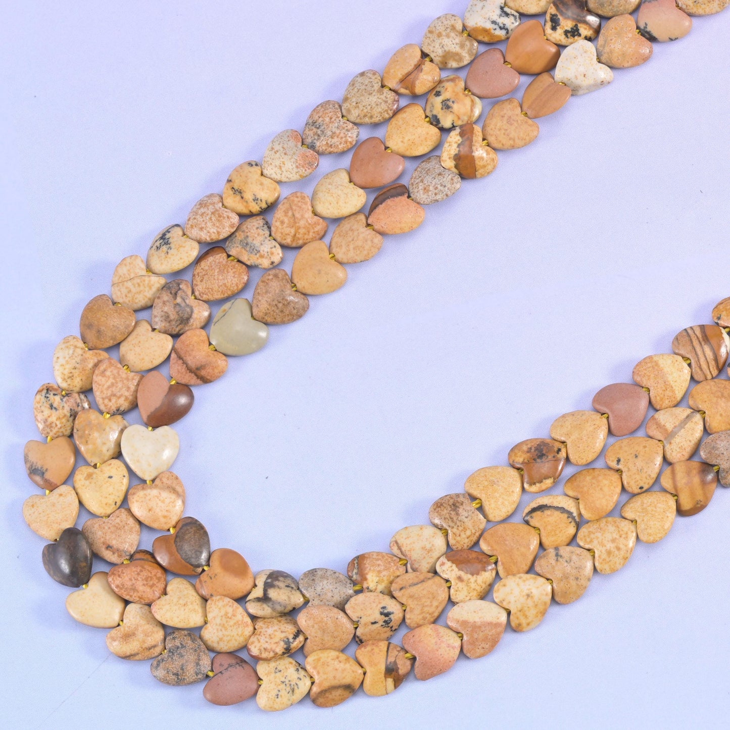 Picture Jasper Heart Beads Size 6mm Jewelry Making 15 Inch Strand