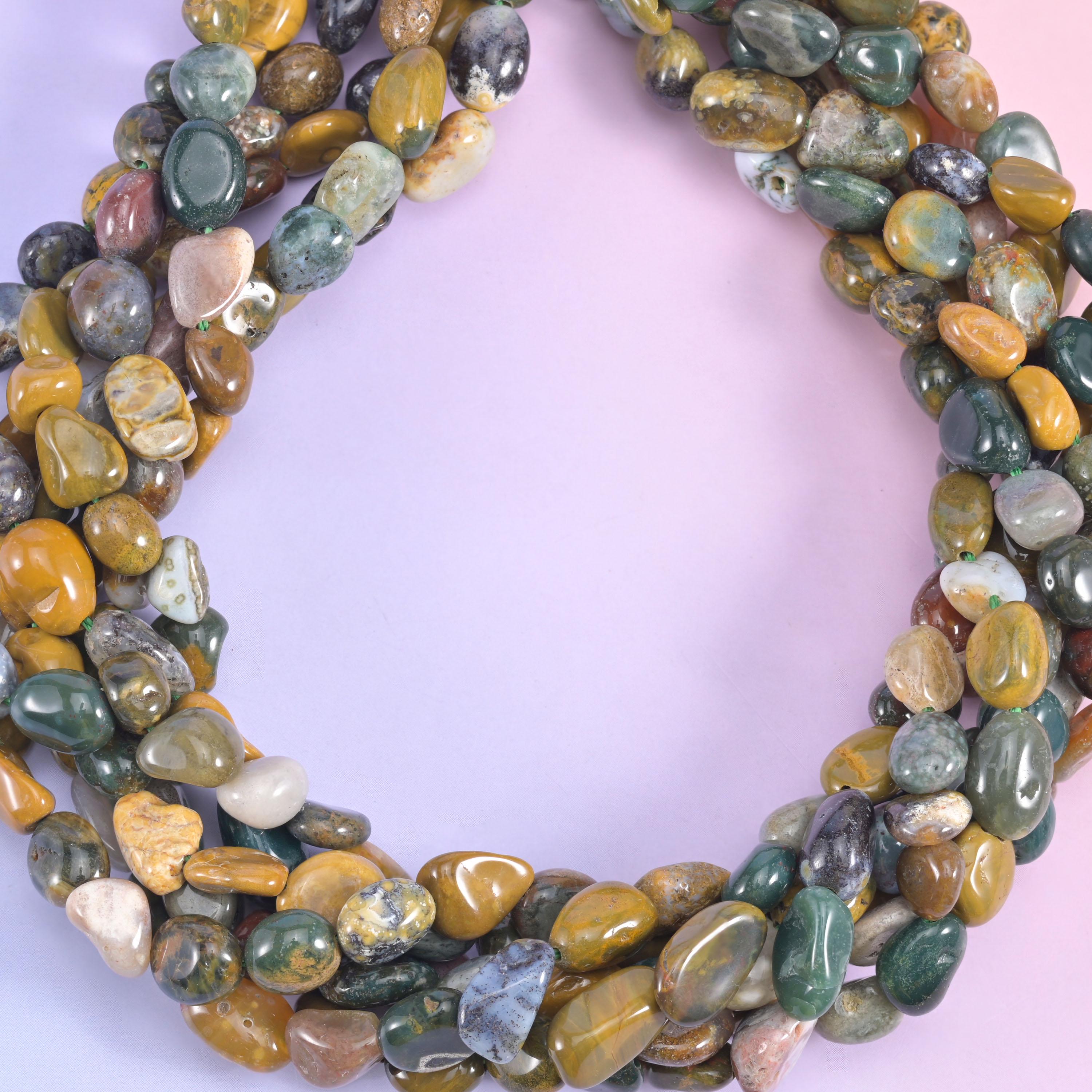 Ocean Jasper Pebble Nugget Beads 5-10mm Jewelry Making 15.5 Inch Strand