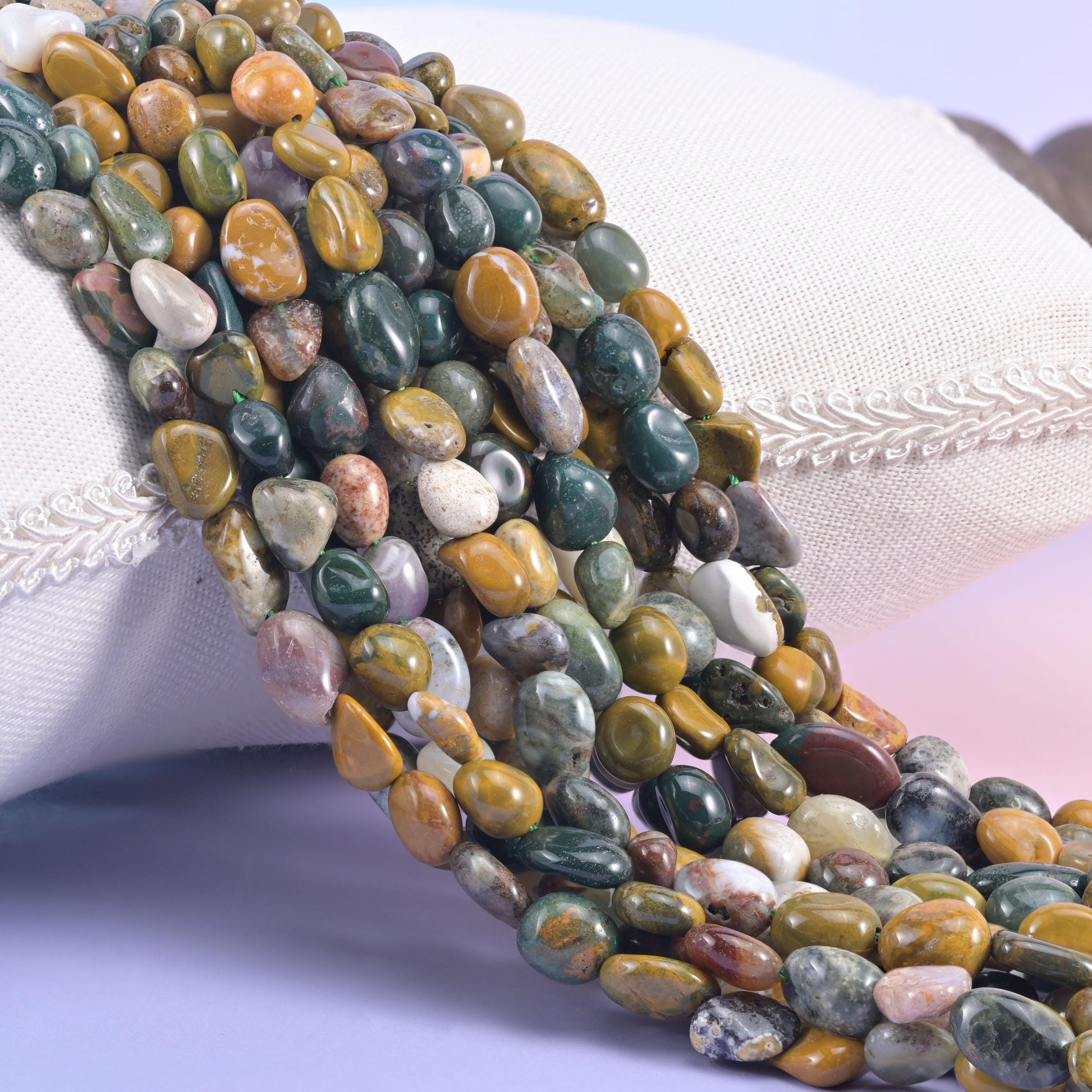 Ocean Jasper Pebble Nugget Beads 5-10mm Jewelry Making 15.5 Inch Strand