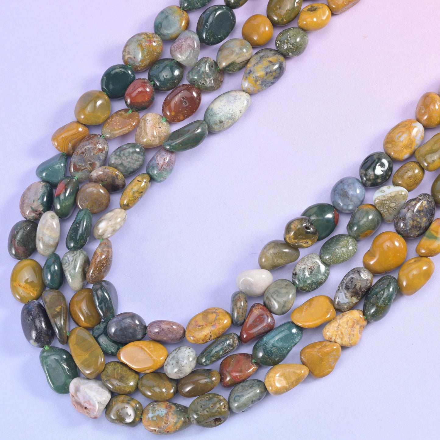 Ocean Jasper Pebble Nugget Beads 5-10mm Jewelry Making 15.5 Inch Strand