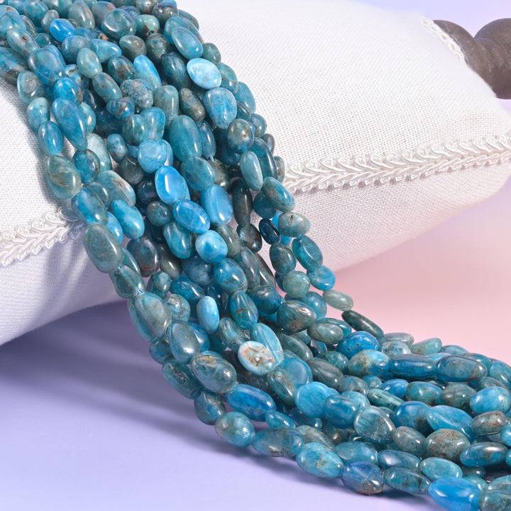 Blue Apatite Pebble Nugget Beads 6-8mm Jewelry Making 15 Inch Strand