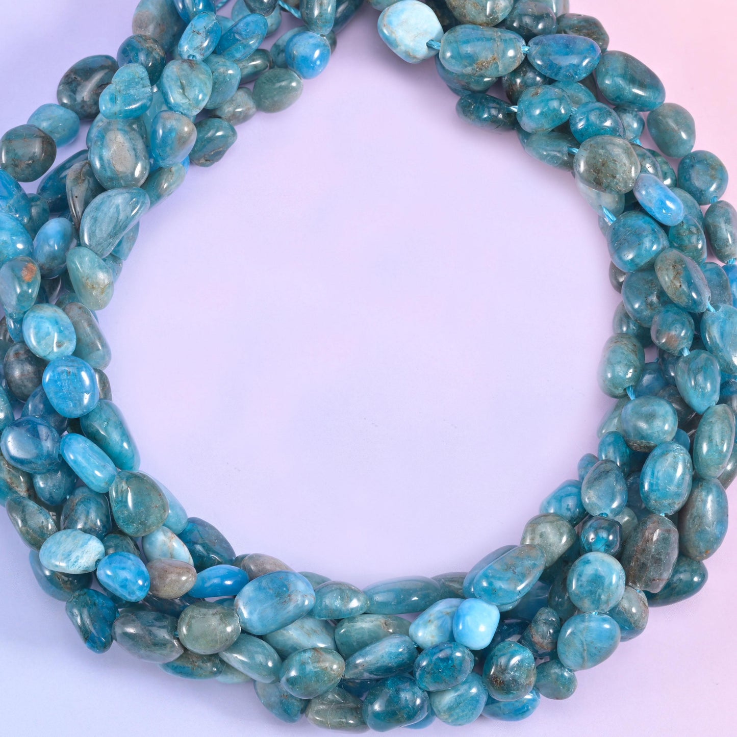 Blue Apatite Pebble Nugget Beads 6-8mm Jewelry Making 15 Inch Strand