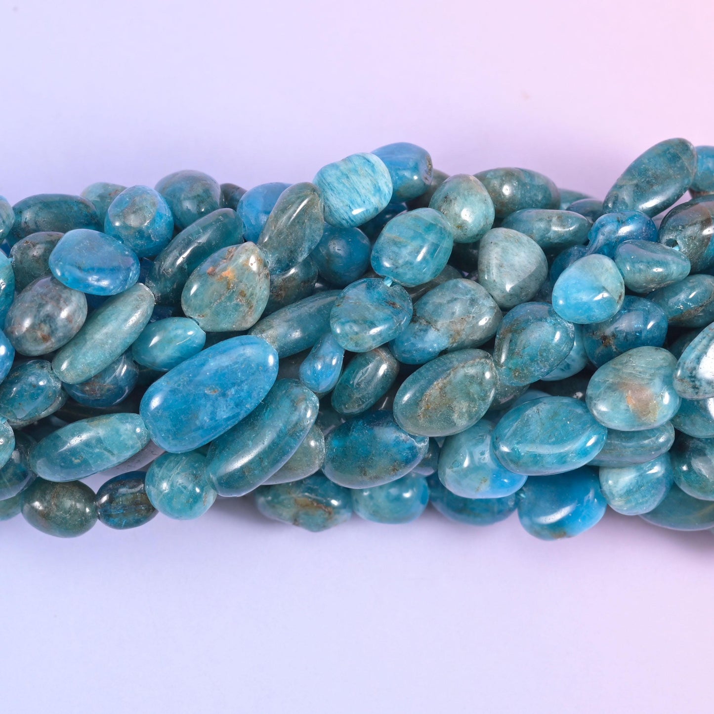Blue Apatite Pebble Nugget Beads 6-8mm Jewelry Making 15 Inch Strand
