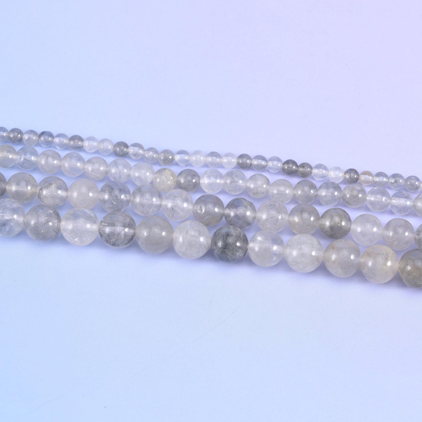 Cloudy Quartz Smooth Round Beads 4mm 6mm 8mm 10mm Jewelry Making 15.5 Inch Strand