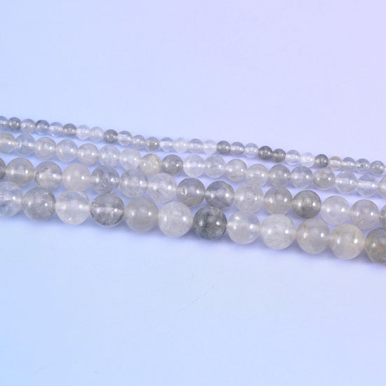 Cloudy Quartz Smooth Round Beads 4mm 6mm 8mm 10mm Jewelry Making 15.5 Inch Strand