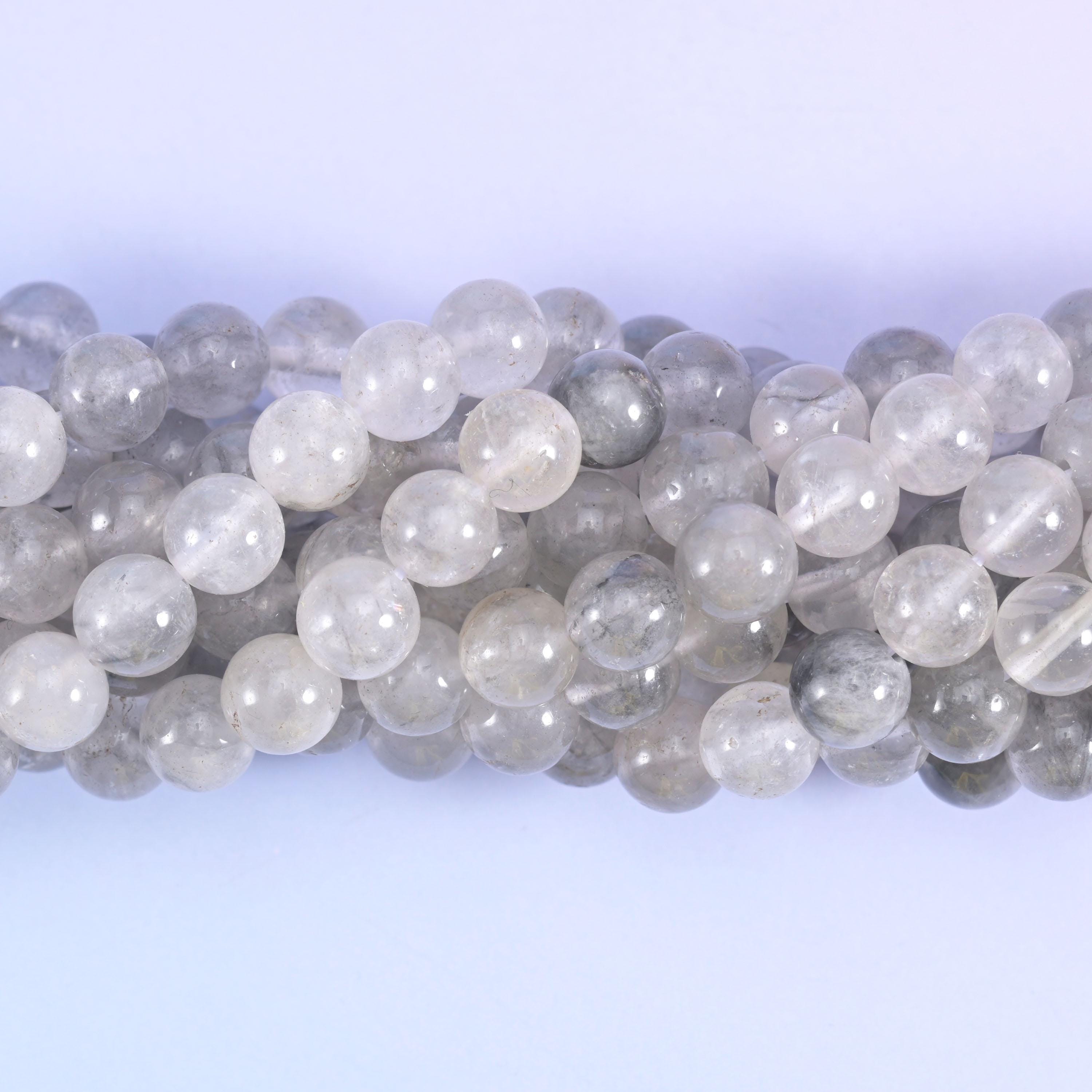 Cloudy Quartz Smooth Round Beads 4mm 6mm 8mm 10mm Jewelry Making 15.5 Inch Strand