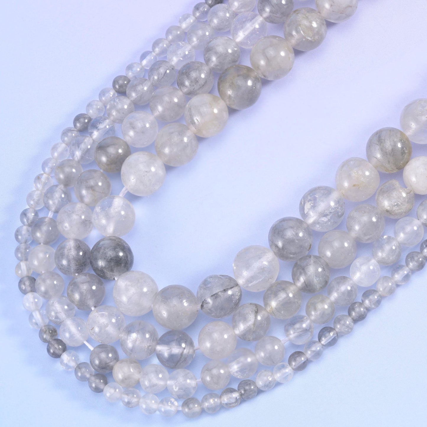 Cloudy Quartz Smooth Round Beads 4mm 6mm 8mm 10mm Jewelry Making 15.5 Inch Strand
