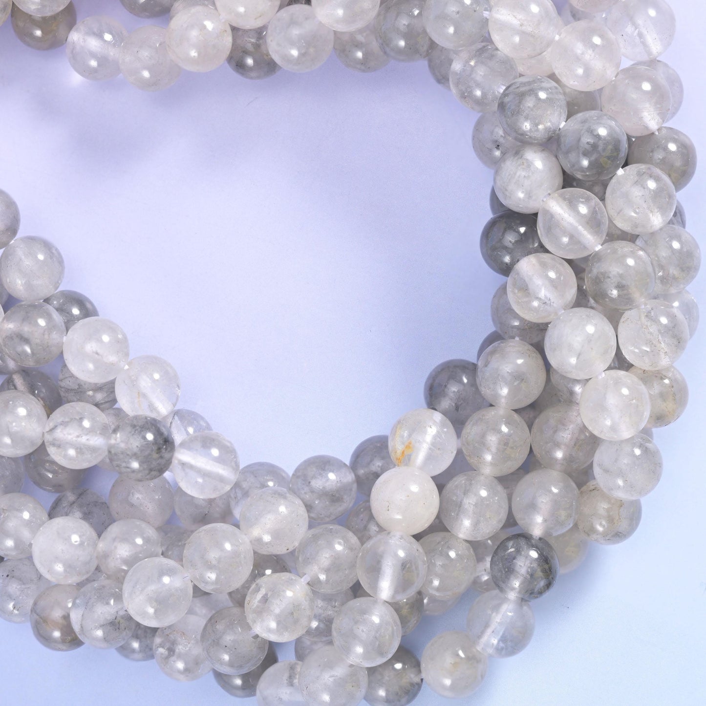 Cloudy Quartz Smooth Round Beads 4mm 6mm 8mm 10mm Jewelry Making 15.5 Inch Strand