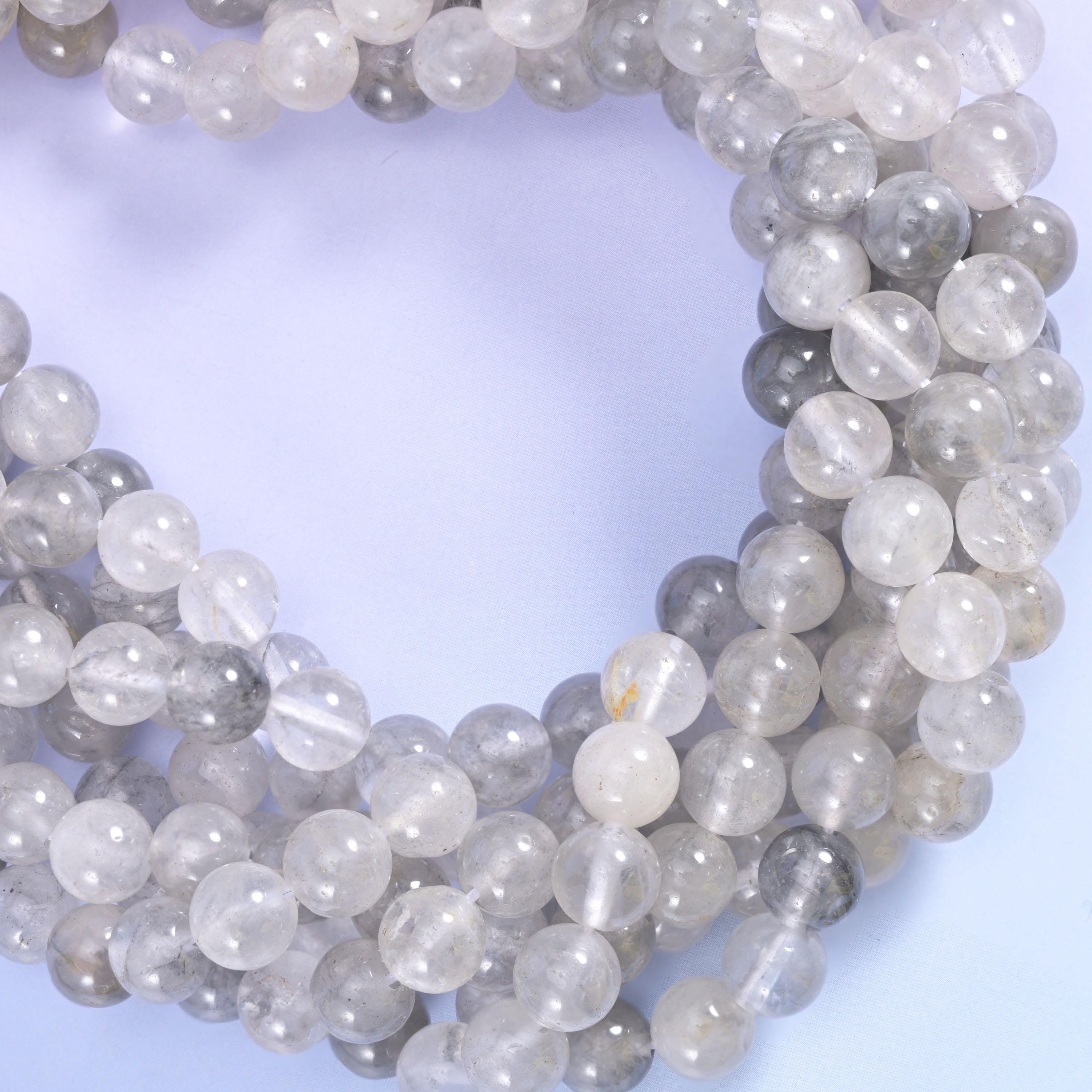 Cloudy Quartz Smooth Round Beads 4mm 6mm 8mm 10mm Jewelry Making 15.5 Inch Strand