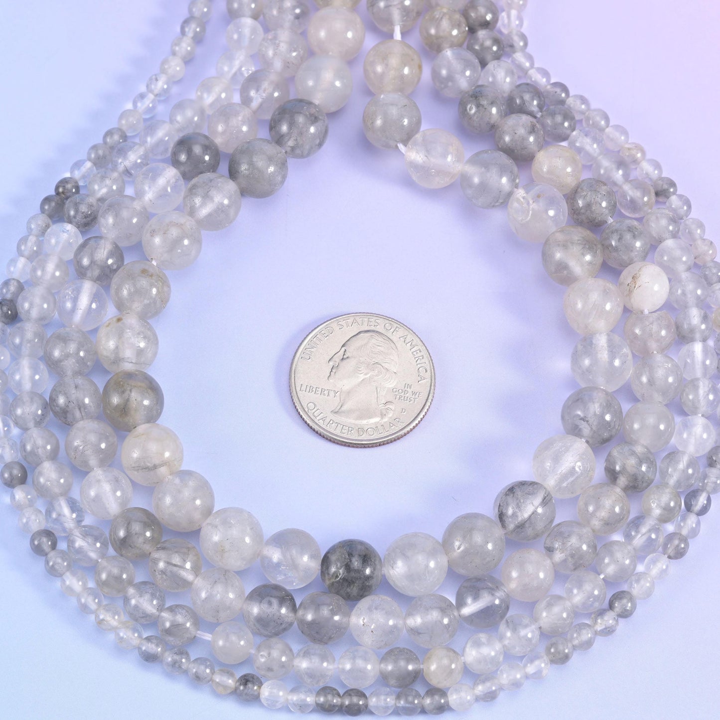 Cloudy Quartz Smooth Round Beads 4mm 6mm 8mm 10mm Jewelry Making 15.5 Inch Strand
