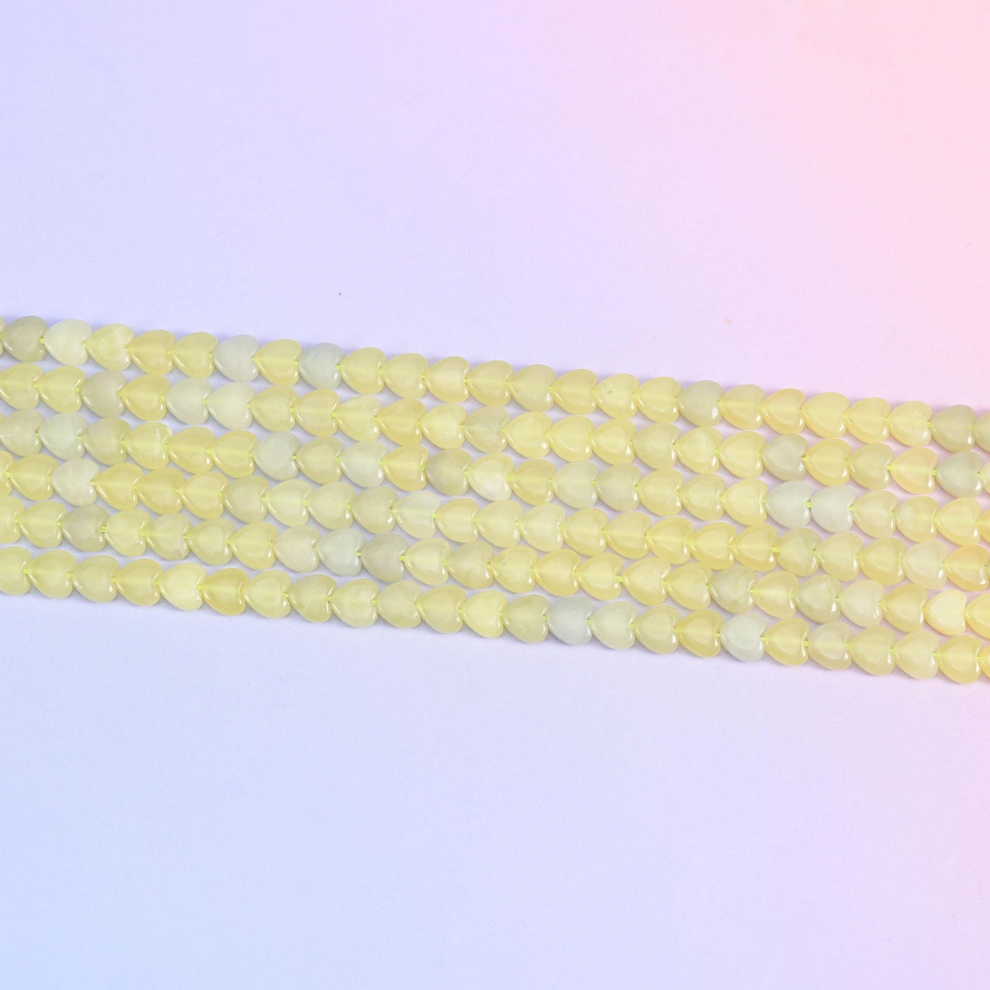 Lemon Jade Heart Beads 6mm Strand for Jewelry Making