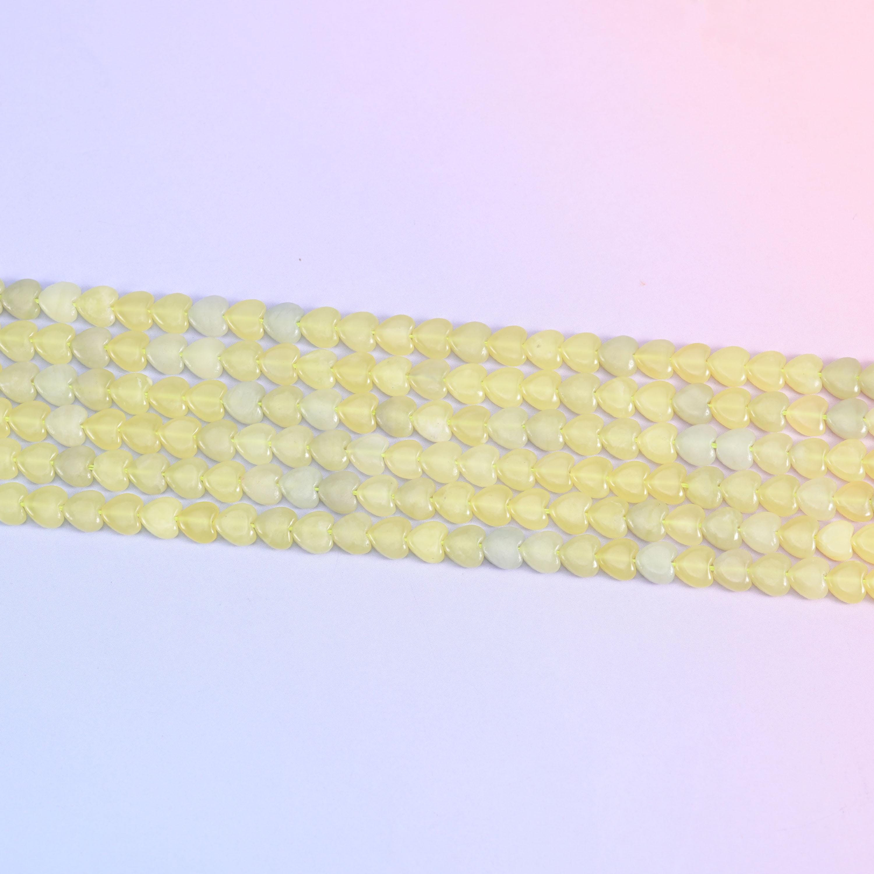 Lemon Jade Heart Beads 6mm Strand for Jewelry Making