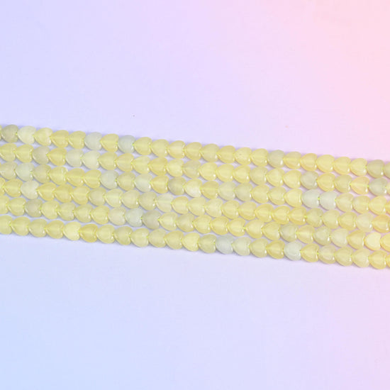 Lemon Jade Heart Beads 6mm Strand for Jewelry Making