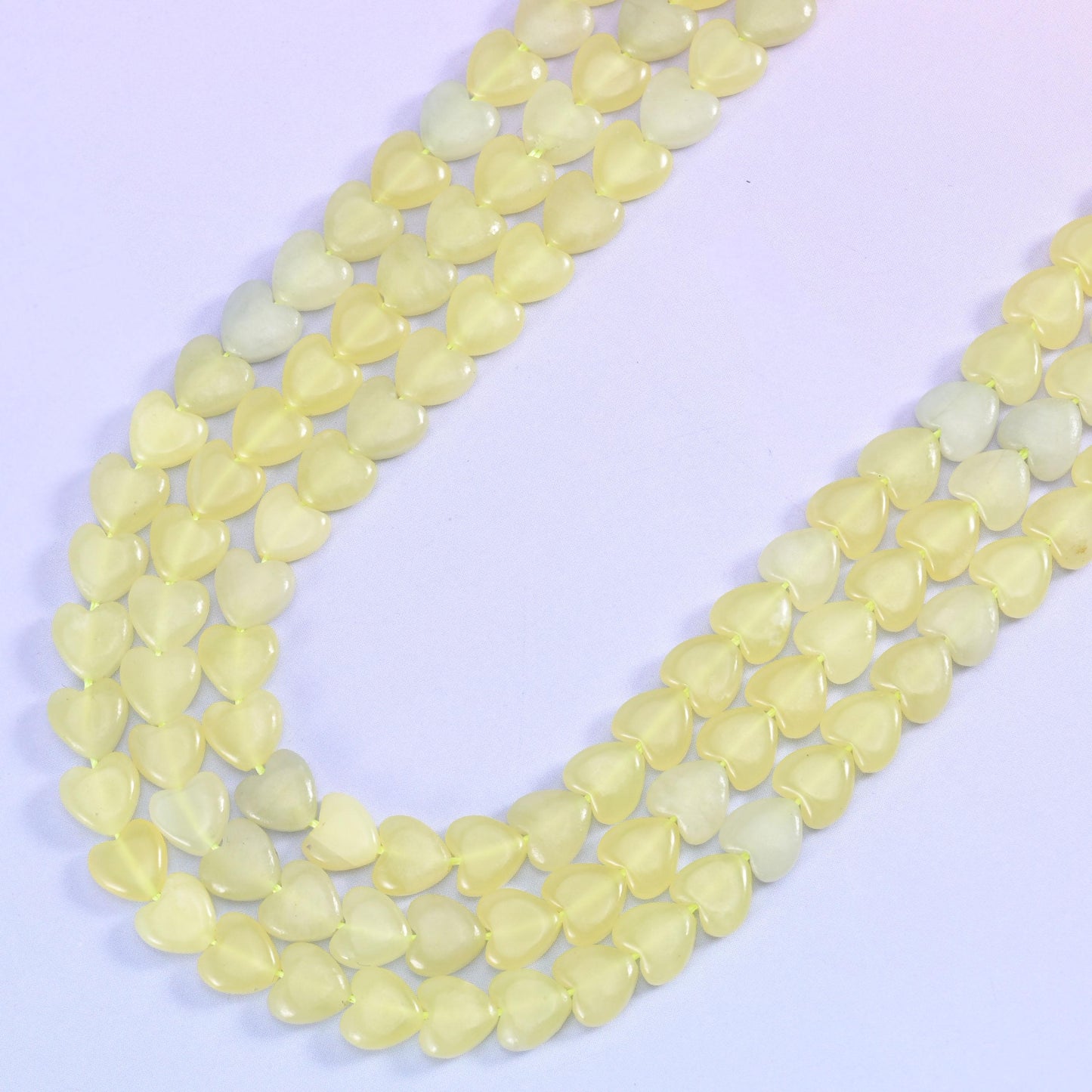 Lemon Jade Heart Beads 6mm Strand for Jewelry Making