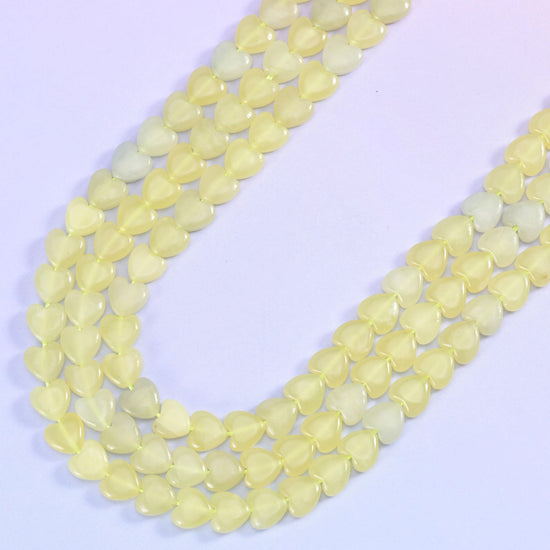 Lemon Jade Heart Beads 6mm Strand for Jewelry Making