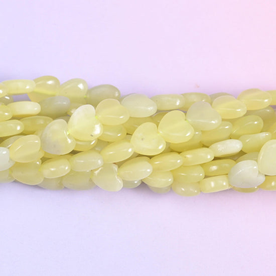 Lemon Jade Heart Beads 6mm Strand for Jewelry Making