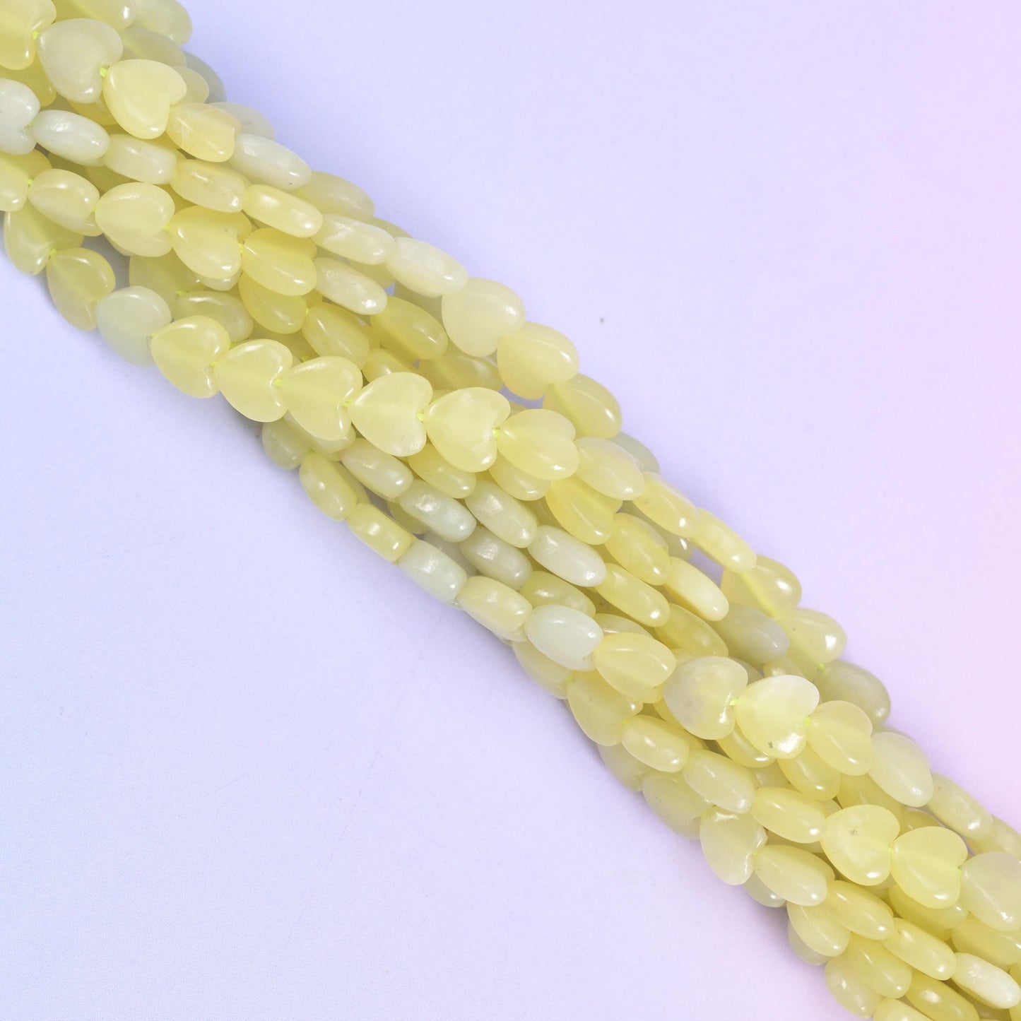 Lemon Jade Heart Beads 6mm Strand for Jewelry Making