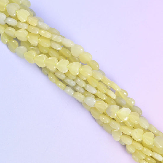 Lemon Jade Heart Beads 6mm Strand for Jewelry Making