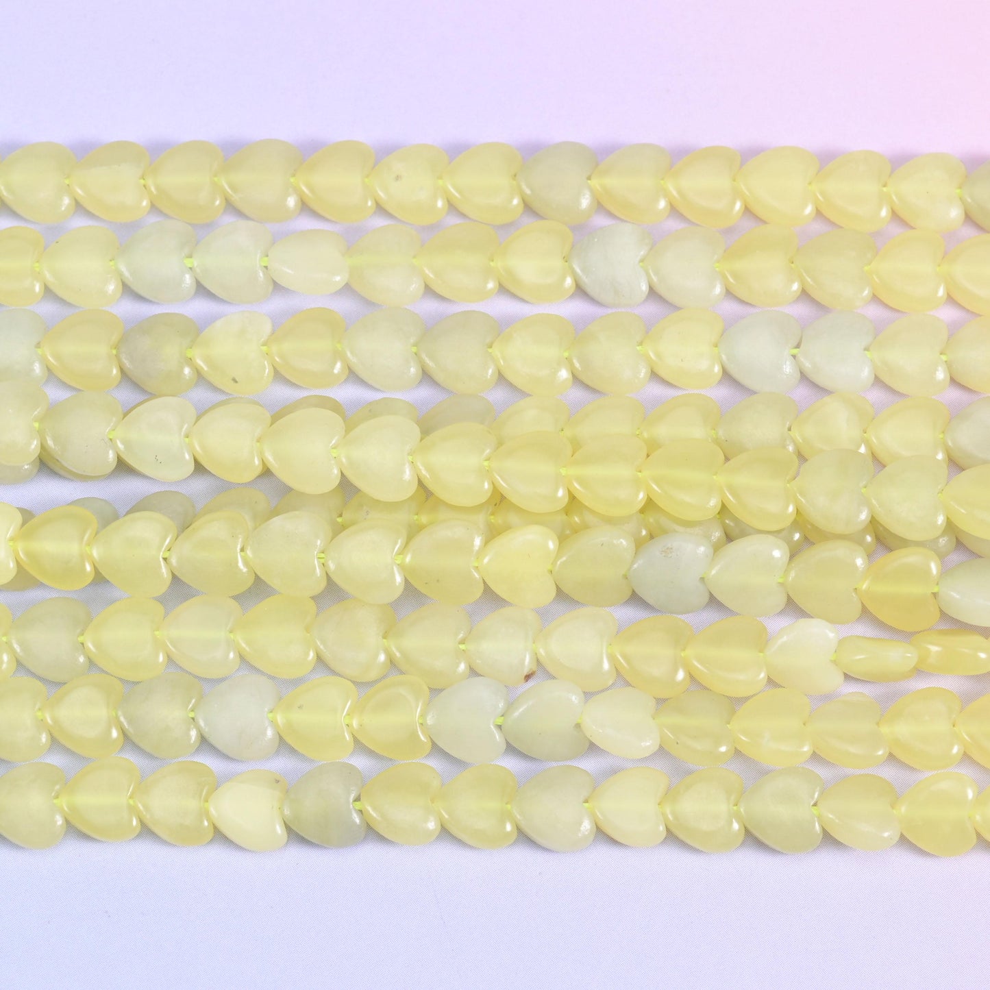 Lemon Jade Heart Beads 6mm Strand for Jewelry Making